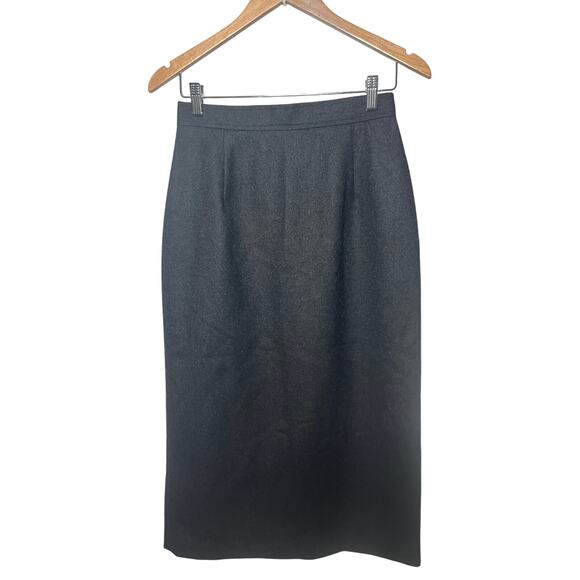 Lauren Matthews Dresses & Skirts - Lauren Matthews Skirt VTG 90s Midi Charcoal Gray Wool Back Slit Office Career 8